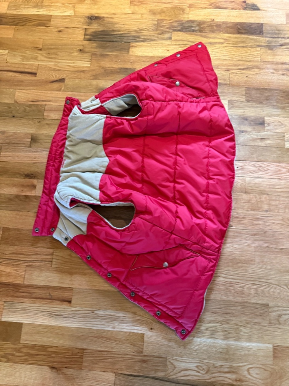 ROXY Vintage 90s Y2K Corduroy Red & Tan Reversible Bomber Puffer Vest Women’s M. - Picture 10 of 10